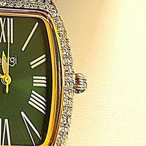 Burgi woman's watch,NWT,OS, genuine leather,CZ,Stainless Steel.